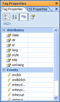 Composite Task Pane showing Tag Properties