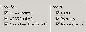 Accessibility check options