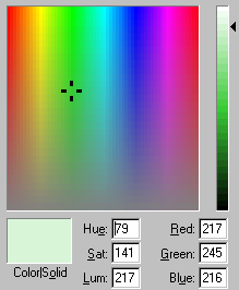 User interface for choosing a 24bit true colour value