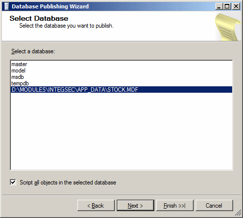 Select database window