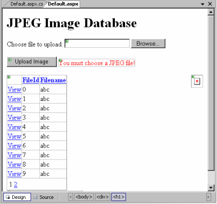 JPEG Download - user interface
