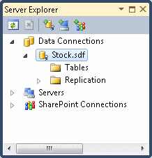 Server Explorer view of an SQL CE4 database