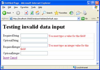 Database validation - testing validation